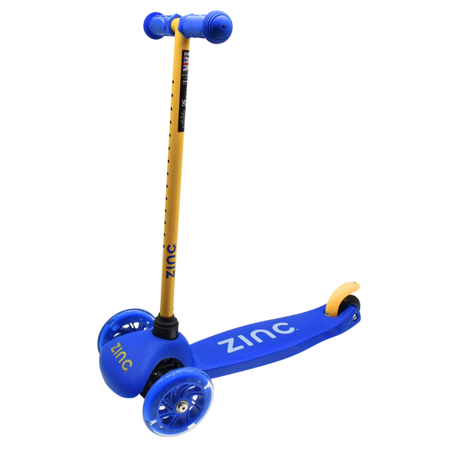 Zinc Sparkle 3 Wheel Light Up Scooter with colorful LED lights and sturdy frame, ideal for kids' outdoor play.