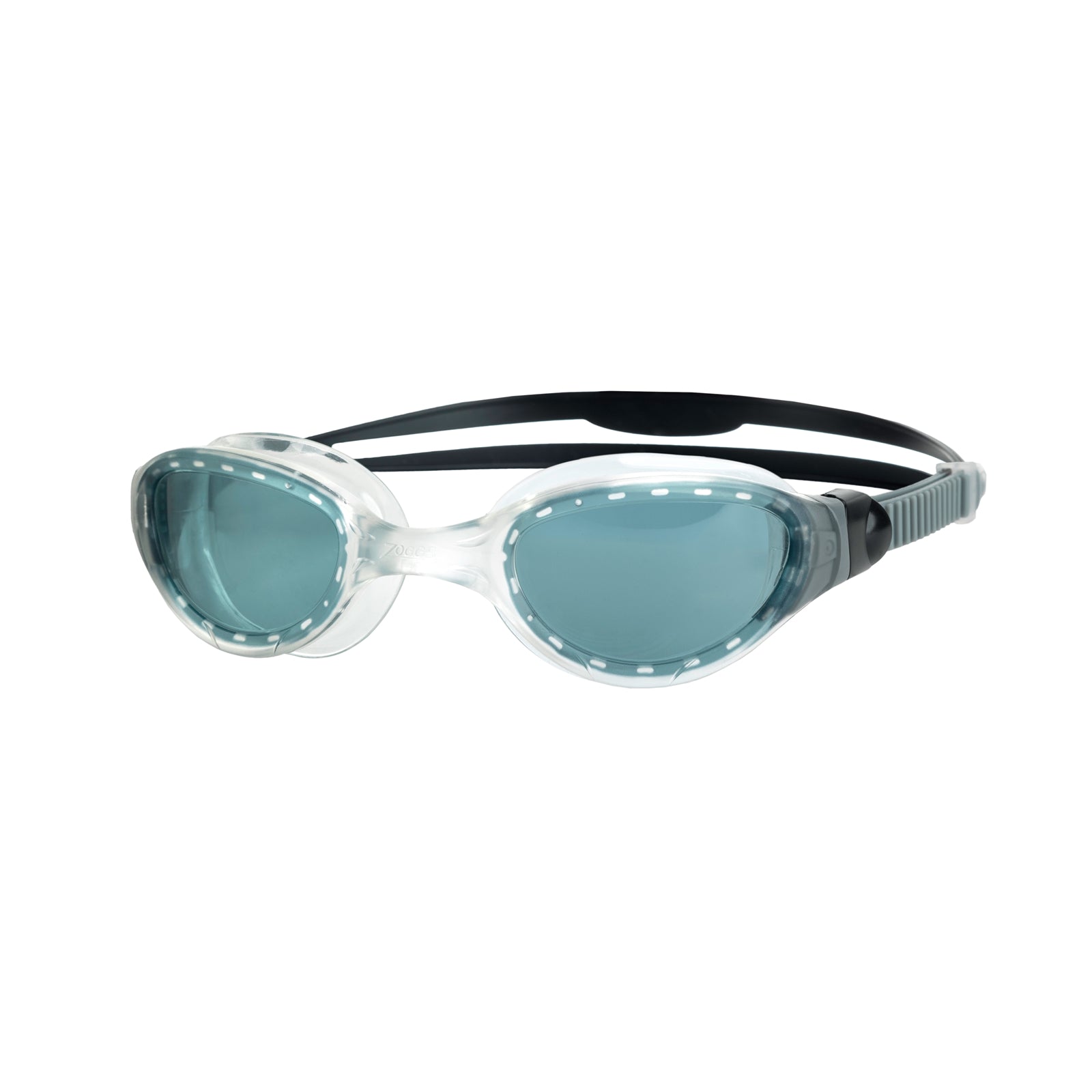 Zoggs Phantom 2.0 senior swimming goggles with clear lenses and adjustable strap, designed for comfortable swimming.
