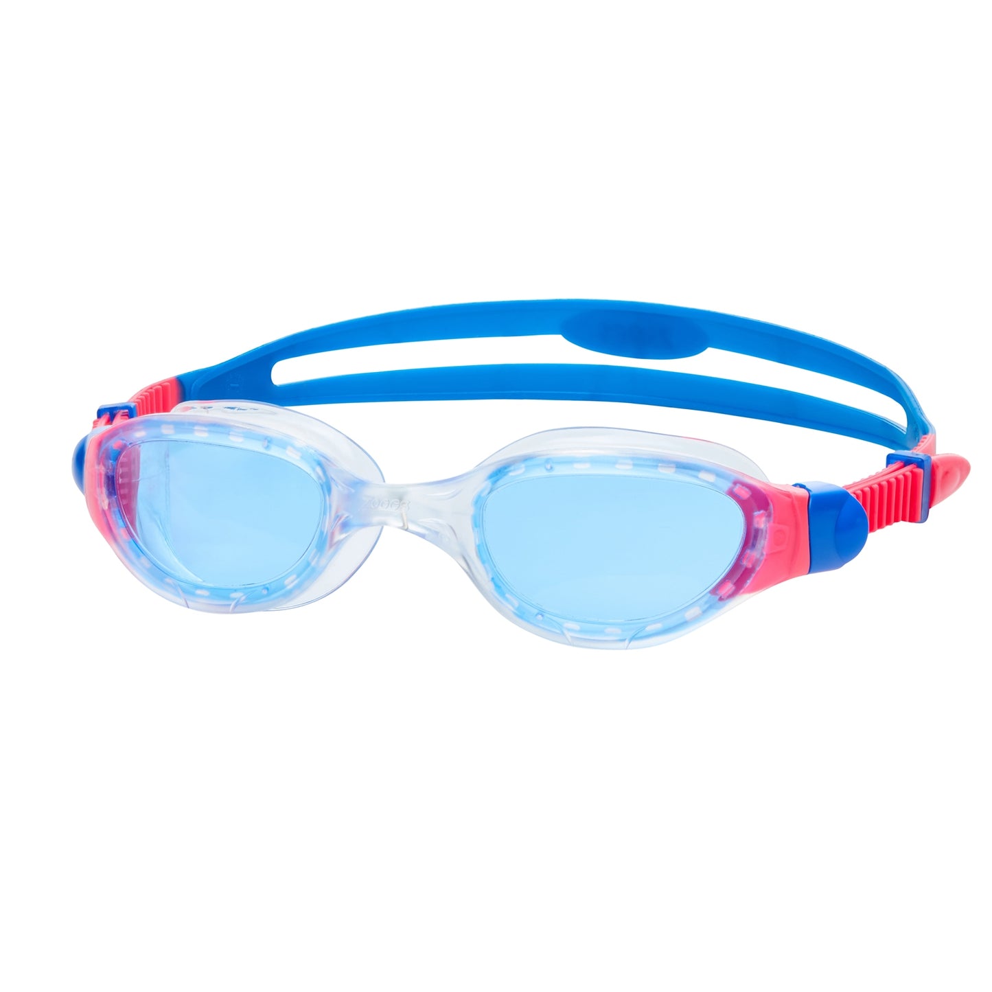 Zoggs Junior Phantom 2.0 swimming goggles with clear lenses and adjustable straps, designed for kids' swimming comfort.