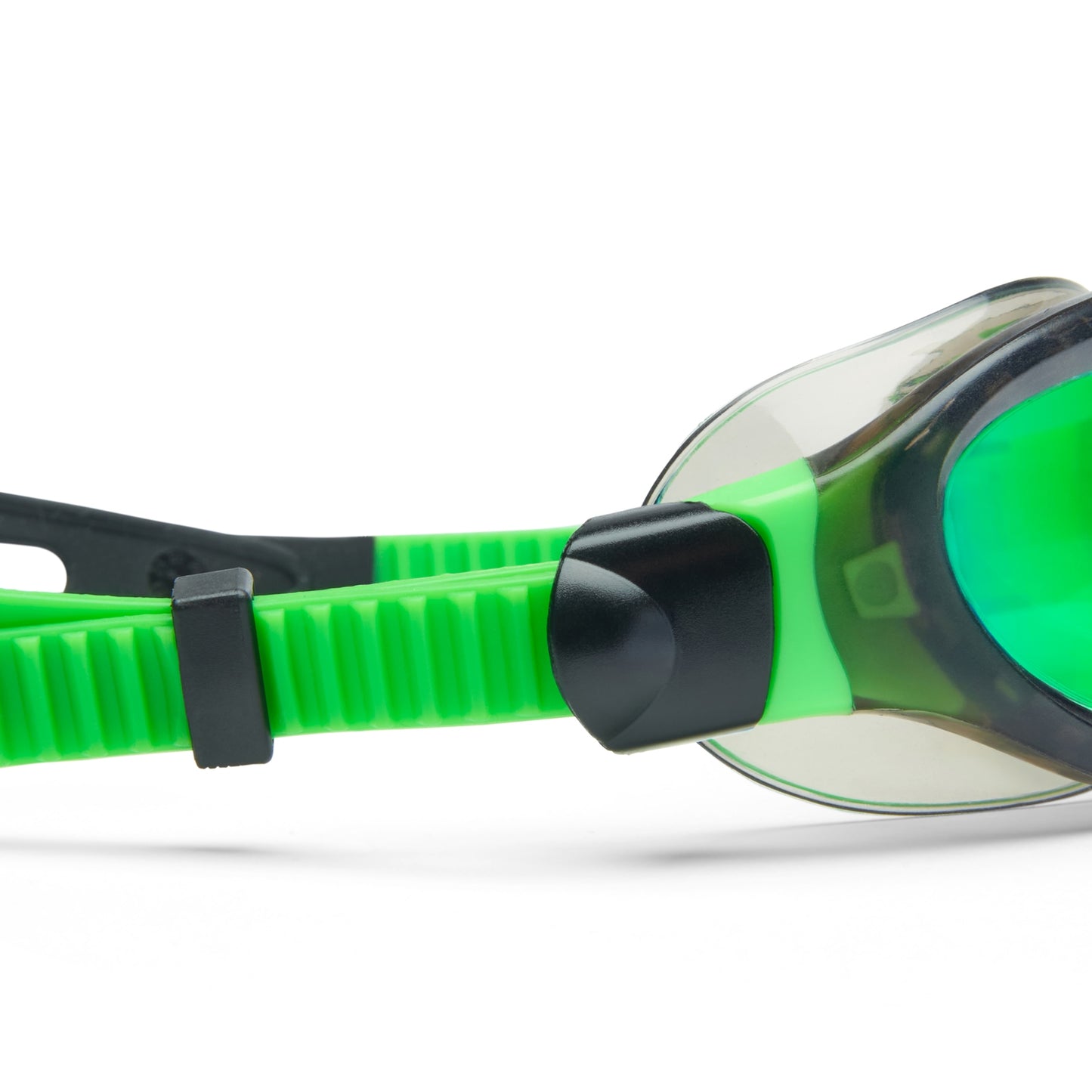 Child wearing Zoggs Jnr Phantom Titanium swimming goggles, clear lenses, adjustable strap, in a pool setting.