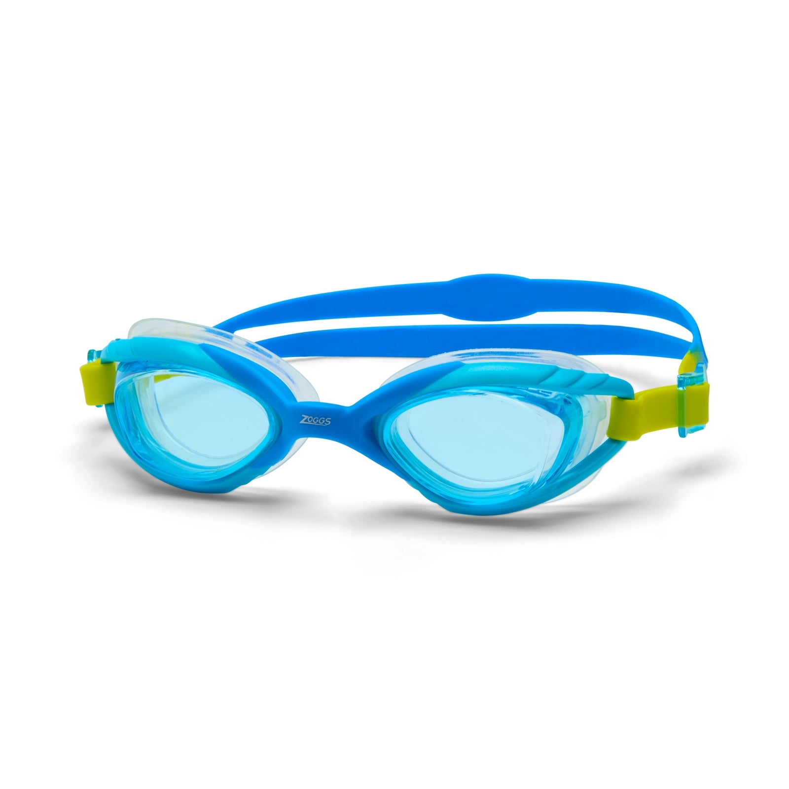 Children's Zoggs Jnr Sonic Air 2.0 swimming goggles with clear lenses and adjustable straps, designed for comfortable swimming.
