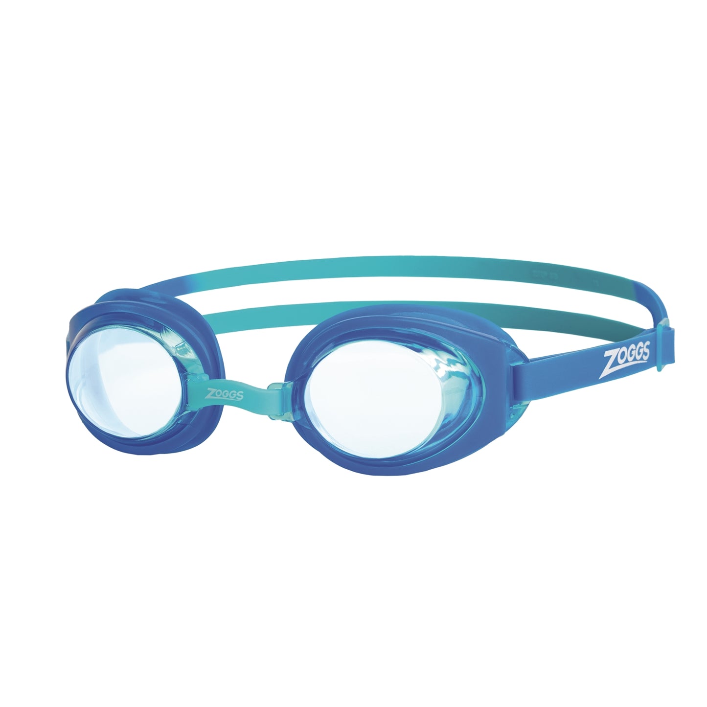 Junior Zoggs Ripper swimming goggles with adjustable strap and clear lenses for kids' swimming activities.