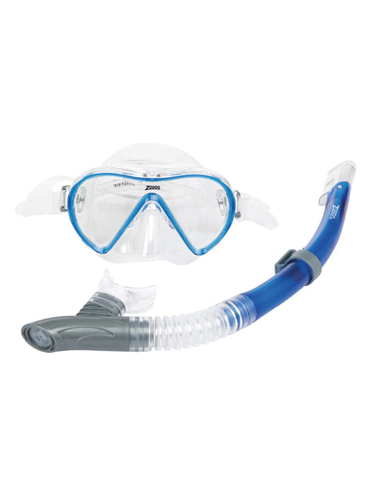 Zoggs Adult Reef Explorer snorkeling mask and snorkel set, designed for comfortable swimming and underwater exploration.
