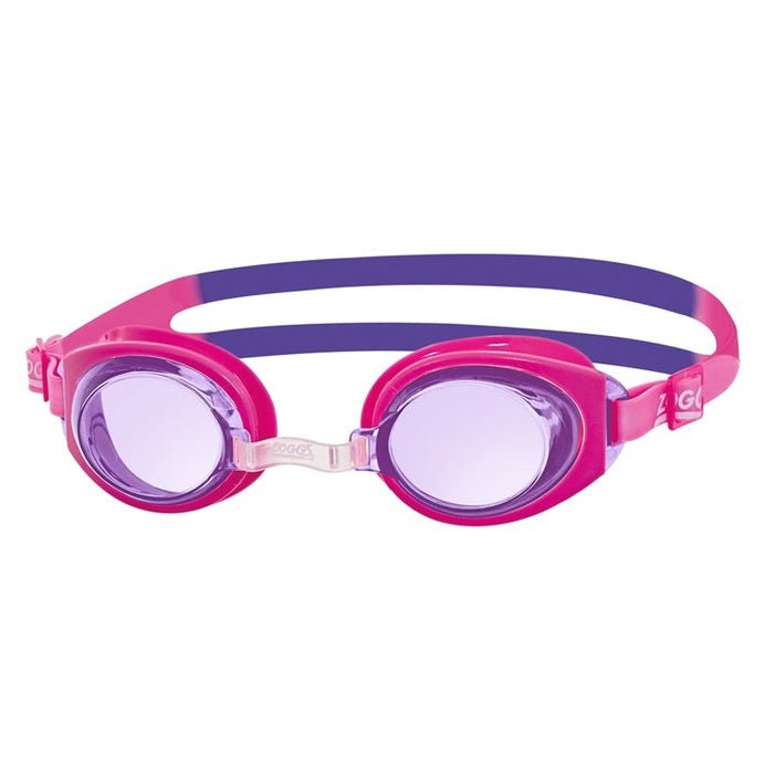 Zoggs Ripper Junior swimming goggles with adjustable strap and clear lens for kids, designed for comfortable swimming practice.