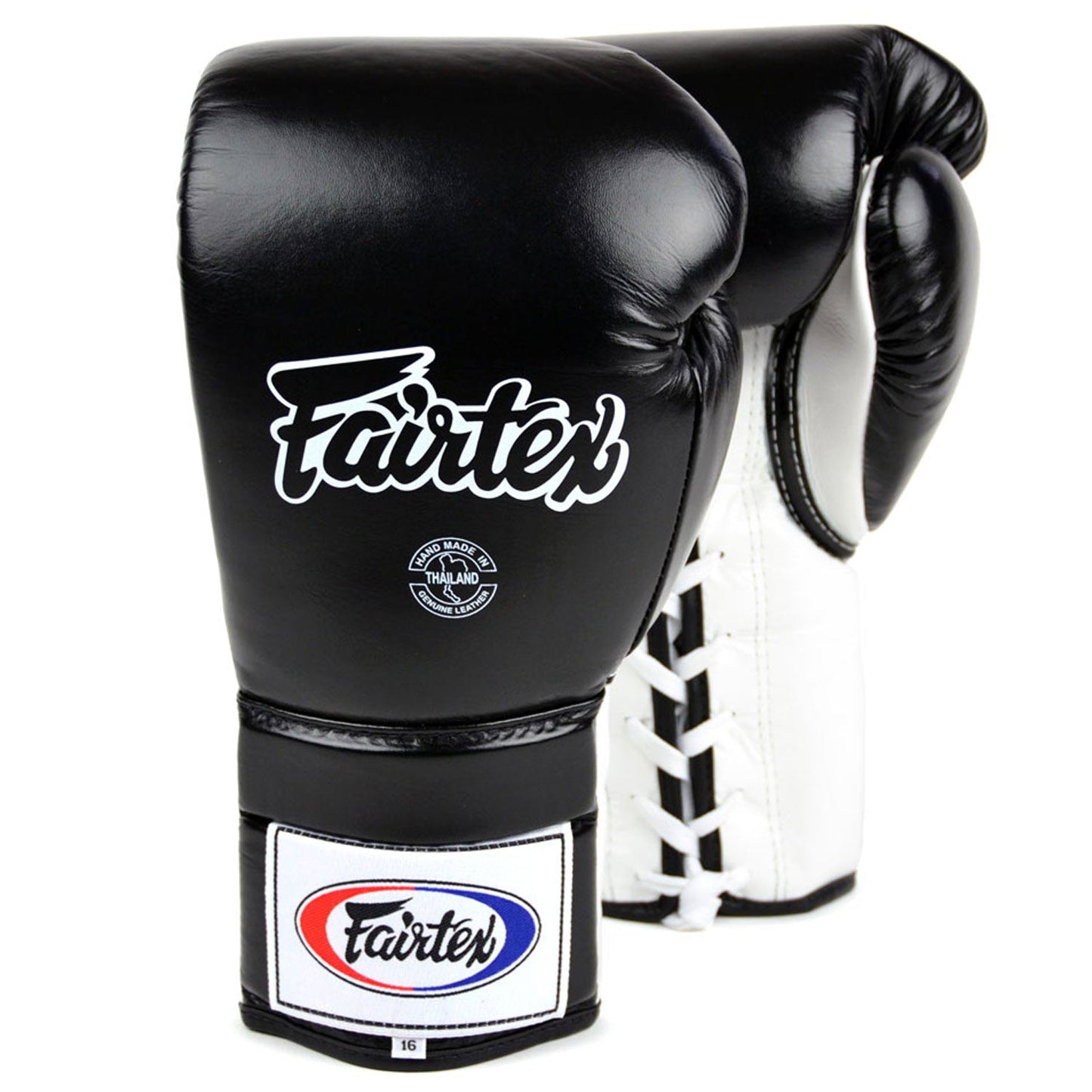 Fairtex Muay Thai Boxing Lace-up Sparring Boxing Gloves Black-White