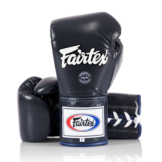 Fairtex Muay Thai Boxing Lace-up Competition Boxing Gloves Blue