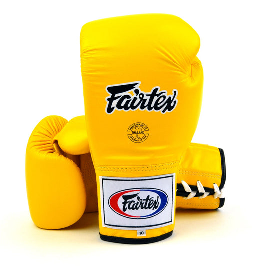 Fairtex Lace-up Competition Boxing Gloves Yellow