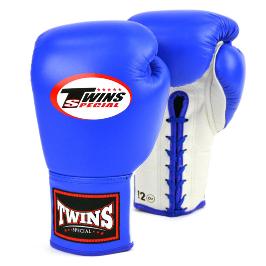 Twins Lace-up Muay Thai Boxing Gloves Blue-White