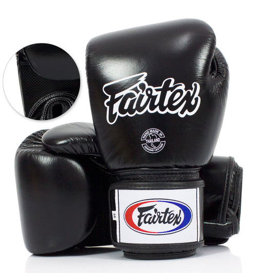 BGV1-B Fairtex Black Breathable Boxing Gloves