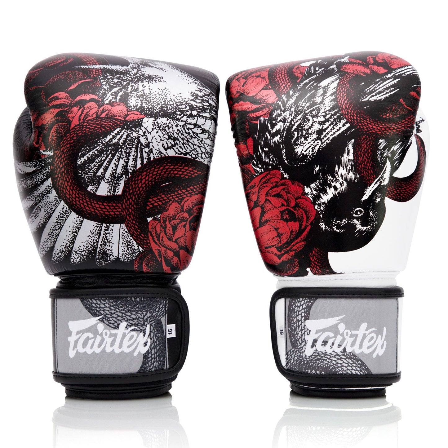 Fairtex BGV24 The Beauty of Survival limited edition boxing gloves with black and red design for martial arts training