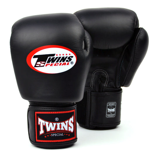 BGVL3 Twins Black Velcro Boxing Gloves