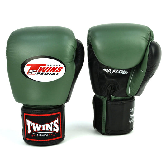 Twins Air Flow Muay Thai Boxing Gloves Olive-Black-White