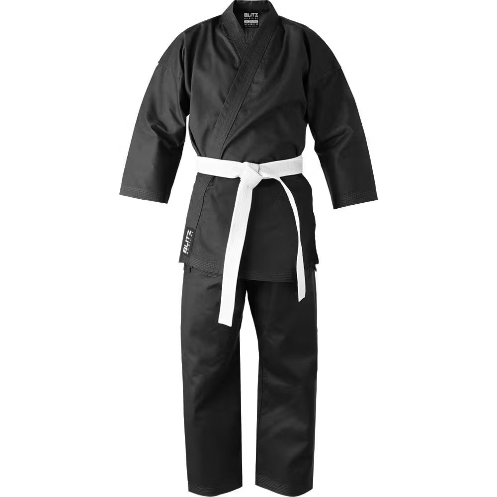 Black Blitz adult student Jujitsu Gi with 10oz training suit, featuring a traditional martial arts uniform design.