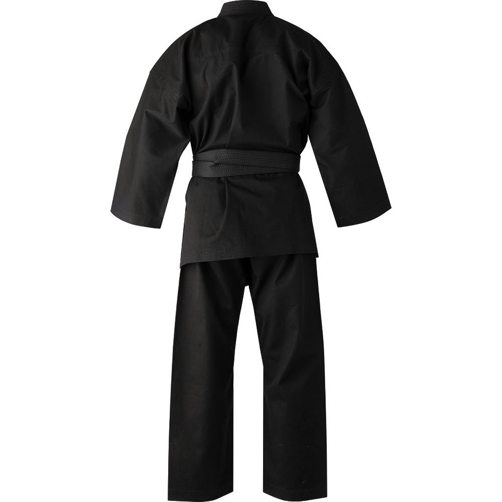 Black Blitz Zanshin Karate Gi for adults, woven cotton training suit with reinforced stitching and traditional design.