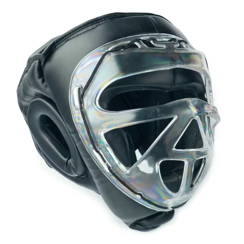 Clear Blitz protective visor head guard with face shield, designed for face and head protection in safety or sports environments.