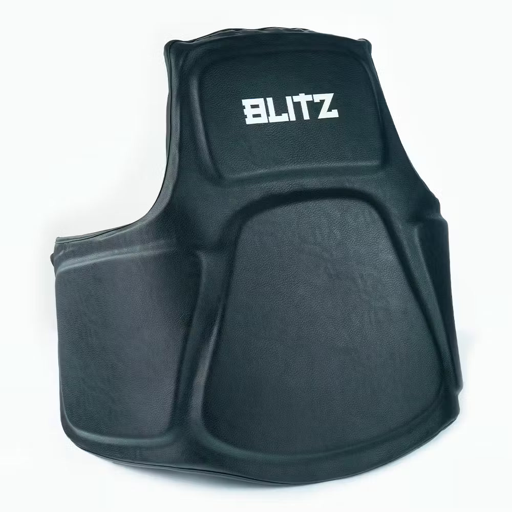 Blitz Coaching Body Armour professional chest protector showing padded front and adjustable straps for body protection.