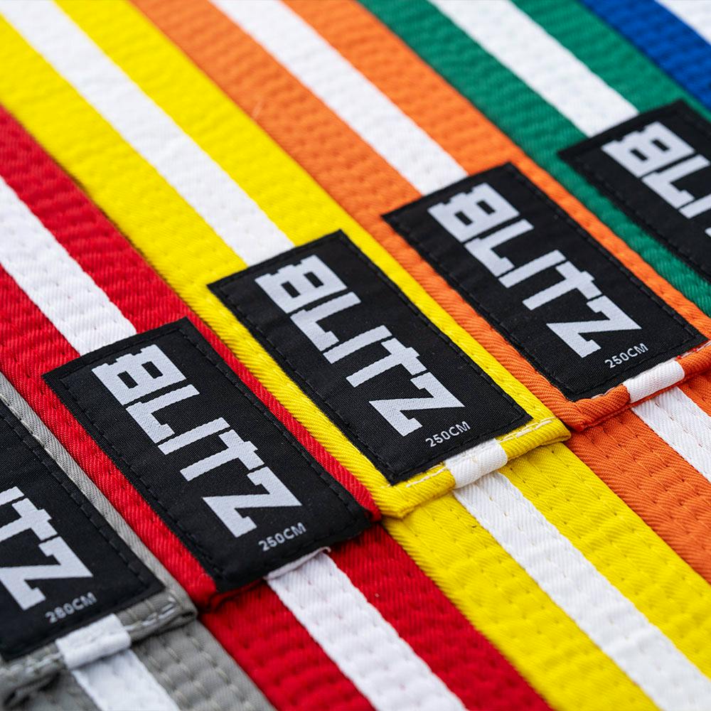 Blitz Martial Arts Colour Belt with White Stripe - Grading