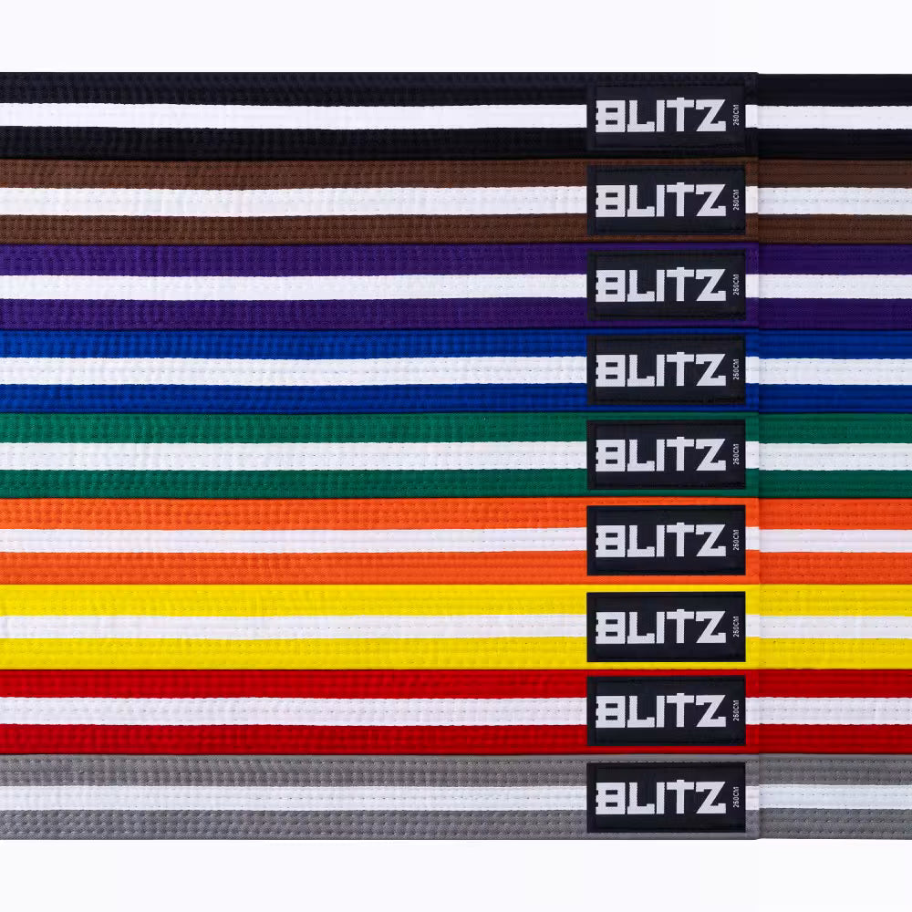 Blitz Martial Arts Colour Belt with White Stripe - Grading