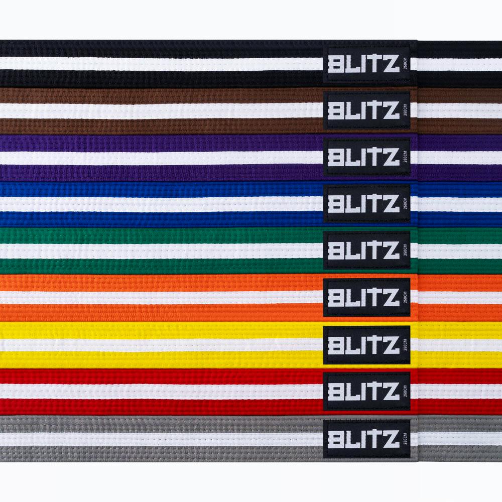 Blitz Martial Arts Colour Belt with White Stripe - Grading