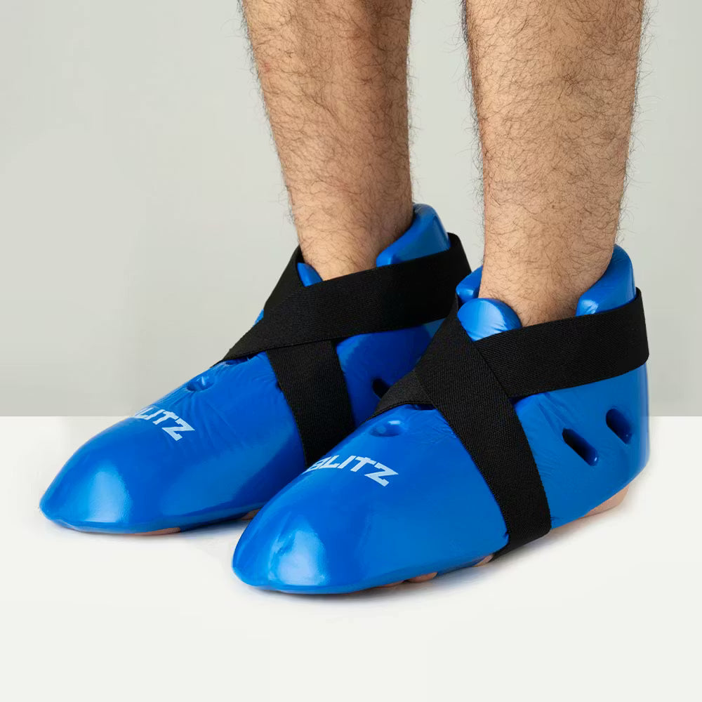 Blitz Dipped Foam Foot Guards showing lightweight, protective dipped foam padding for foot protection.