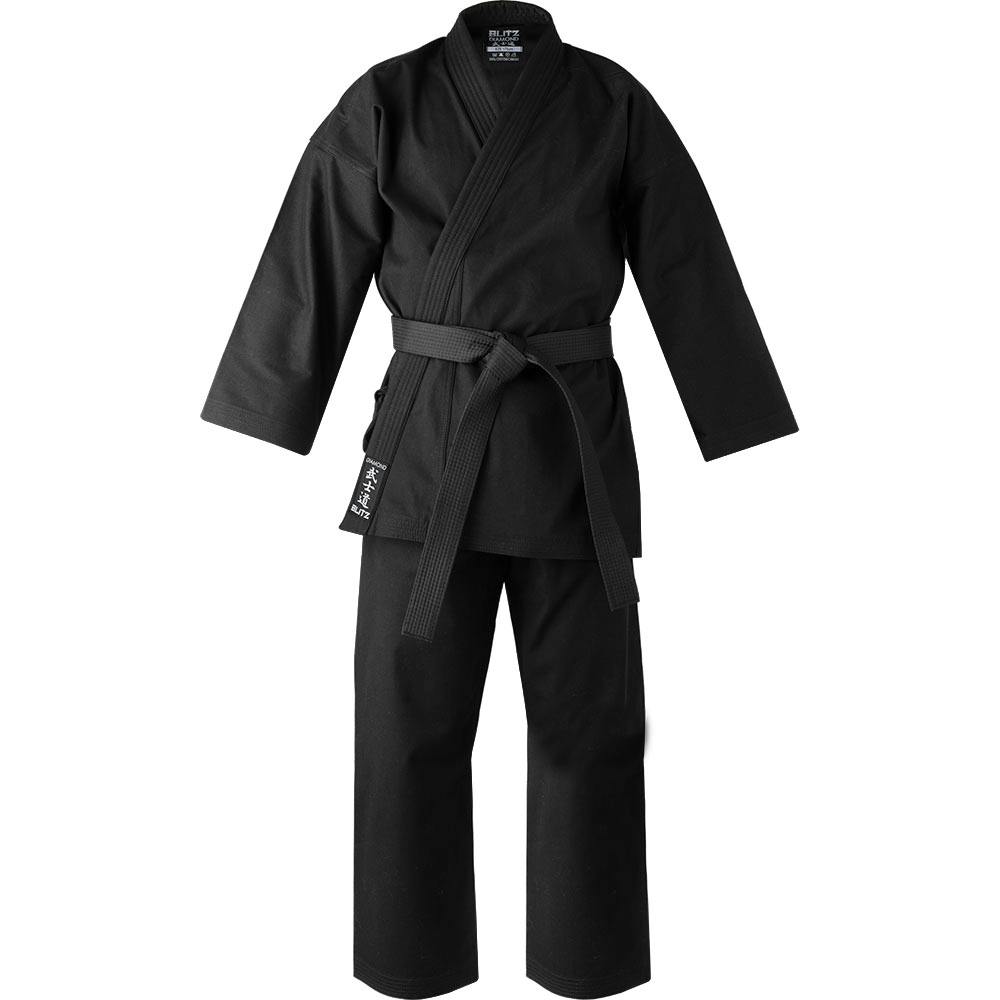 Black Blitz Kids Diamond Karate Gi 14oz for youth competition, featuring a durable design and traditional karate uniform style.
