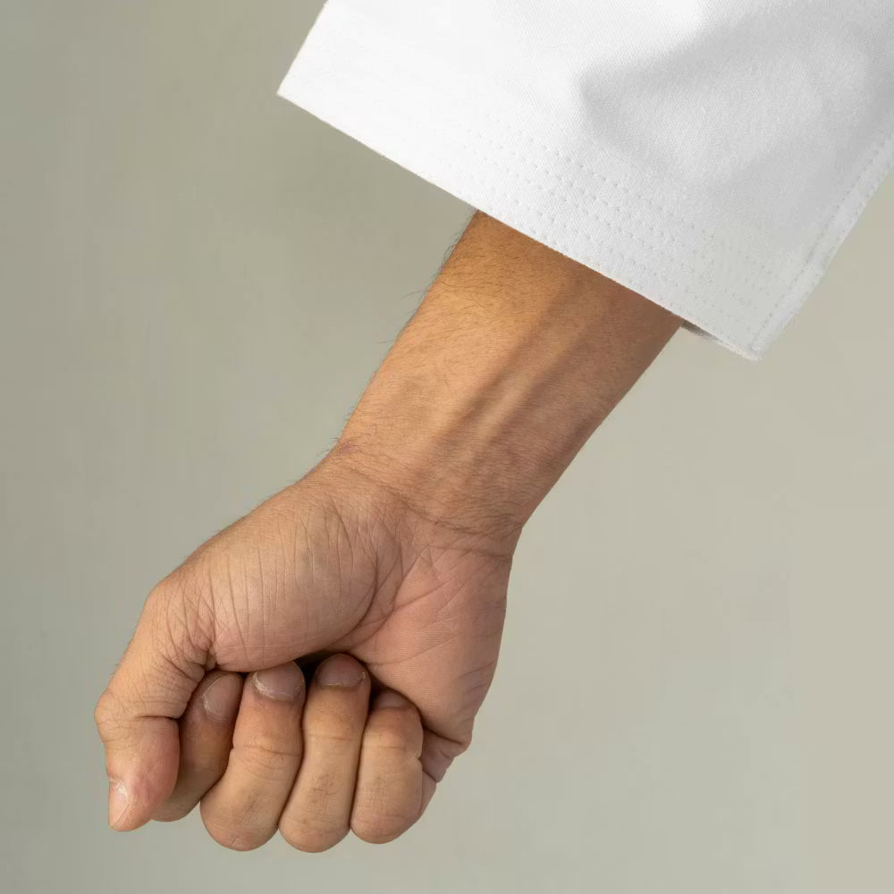 Blitz Kids Odachi Kata Karate Gi in white 14oz, lightweight martial arts uniform with traditional design for children.