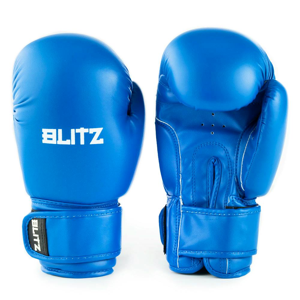 Blue Blitz Kids Omega boxing gloves for youth training, featuring padded design and adjustable straps for secure fit.