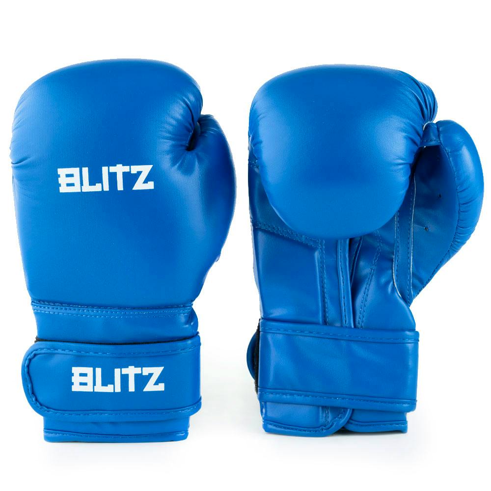 Blue Blitz Kids training boxing gloves for youth, featuring padded design and secure wrist straps for beginner boxing training.