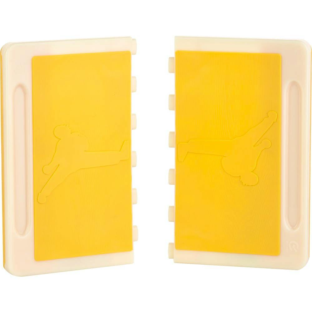 Yellow Blitz Swiftlock Smash Board, a rebreakable training board for martial arts practice and skill development.