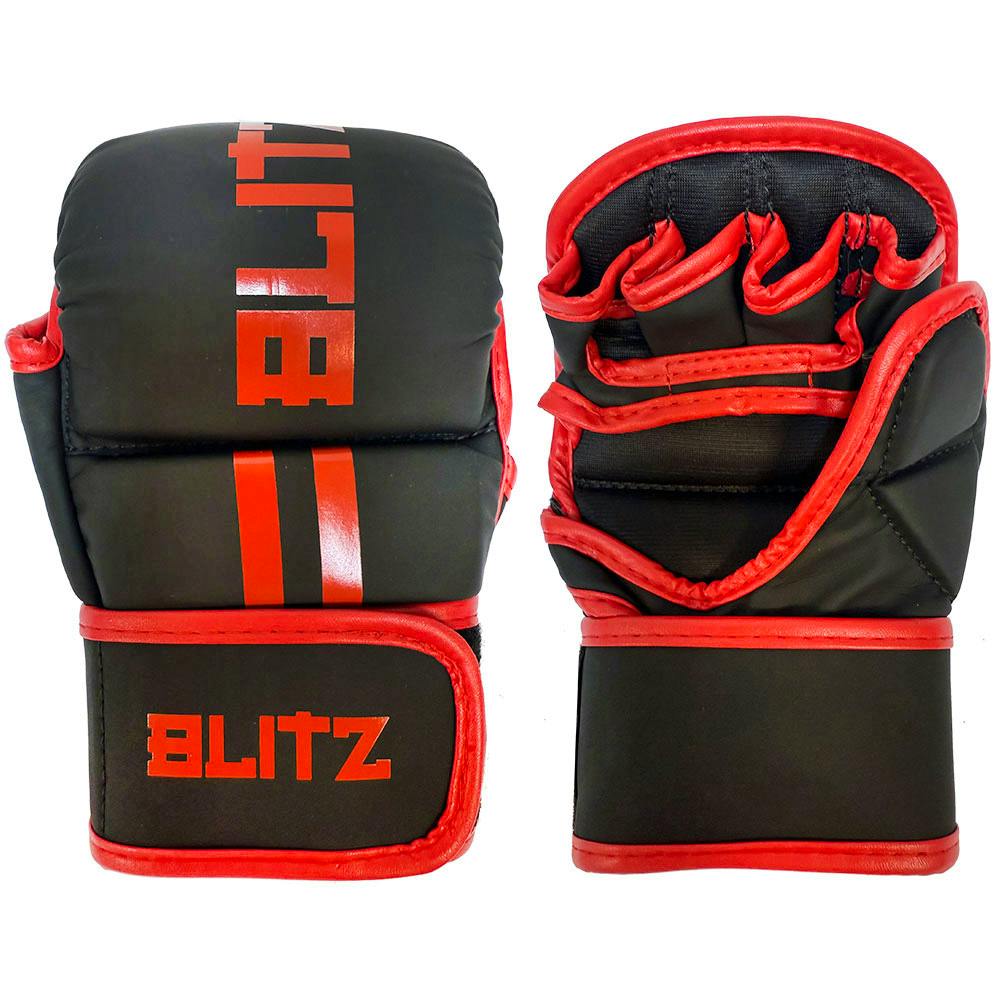 Black and red Blitz Titan sparring gloves with heavy-duty padding, designed for protection during boxing and training sessions.