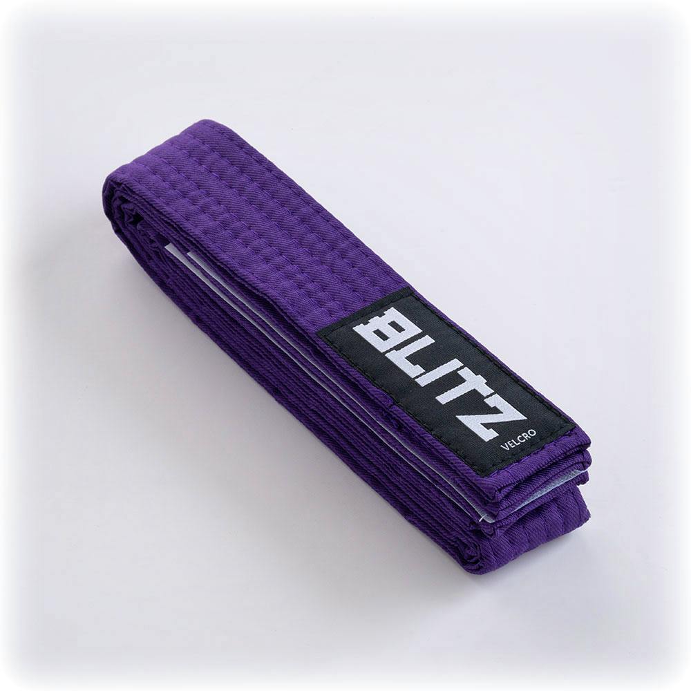 Purple Blitz Velcro belt for kids martial arts, 150cm, adjustable belt with Velcro fastening for easy wear.