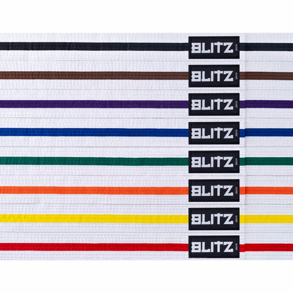 Blitz White Martial Arts Belt with Colour Stripe
