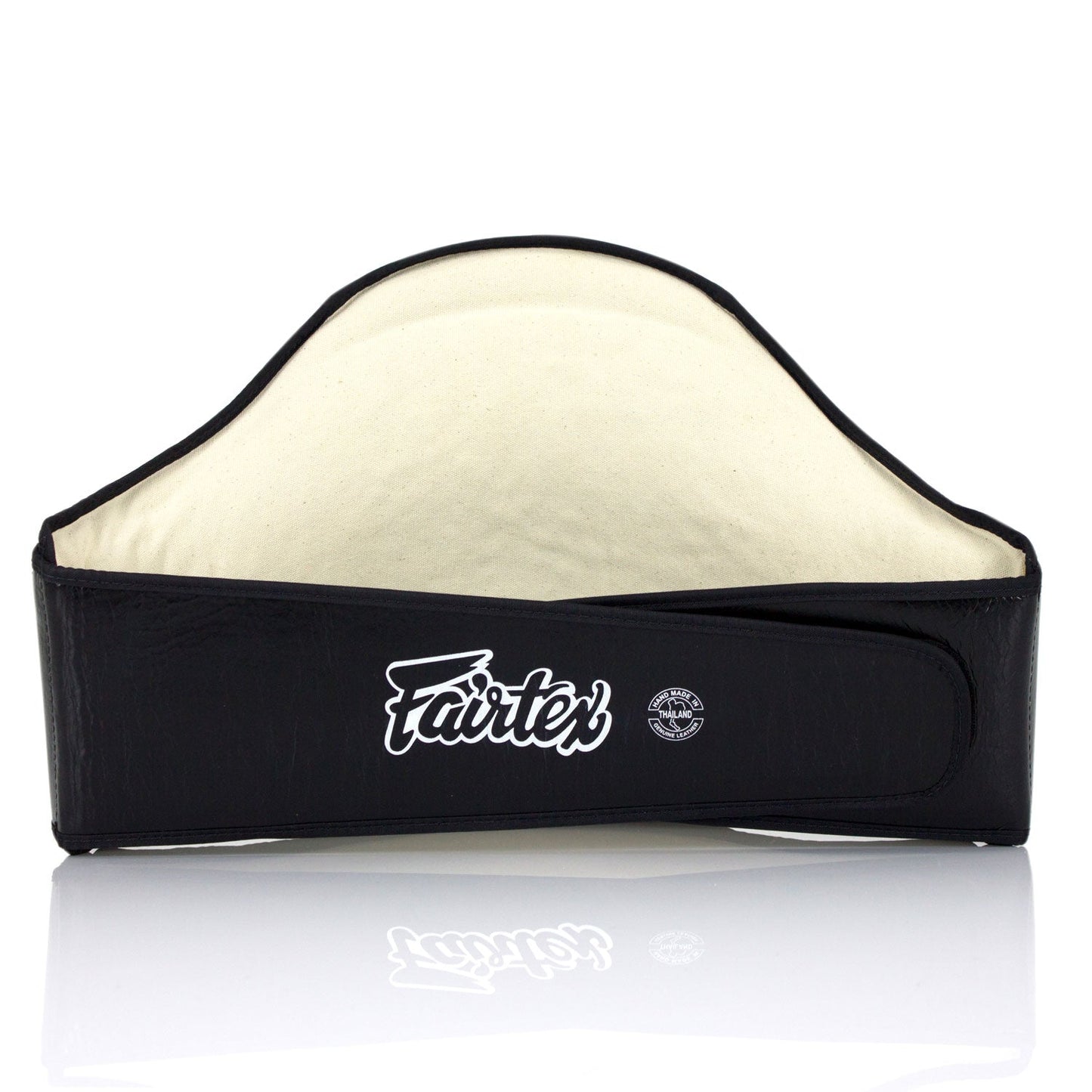 Fairtex Muay Thai Boxing Standard Leather Belly Pad Black-White