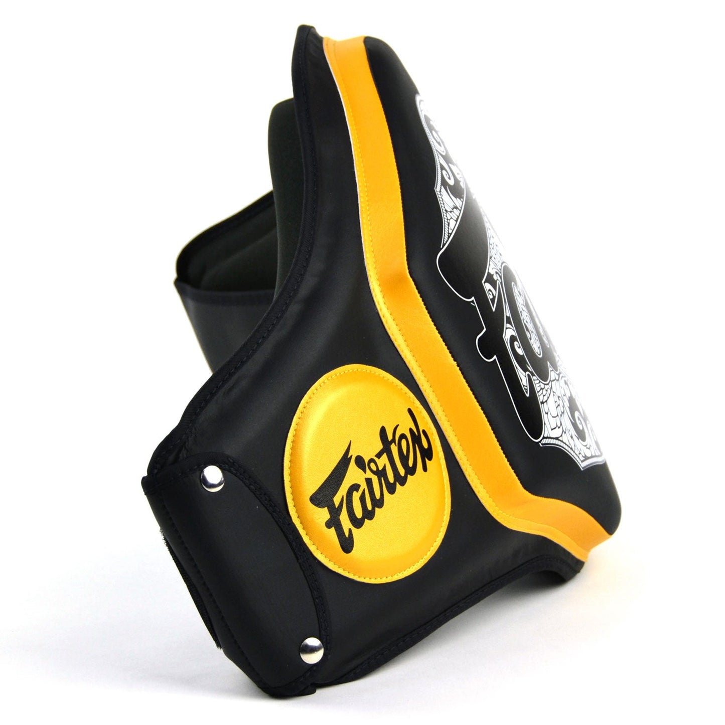 Fairtex Muay Thai Boxing Microfiber Belly Pad Black-Black-Gold