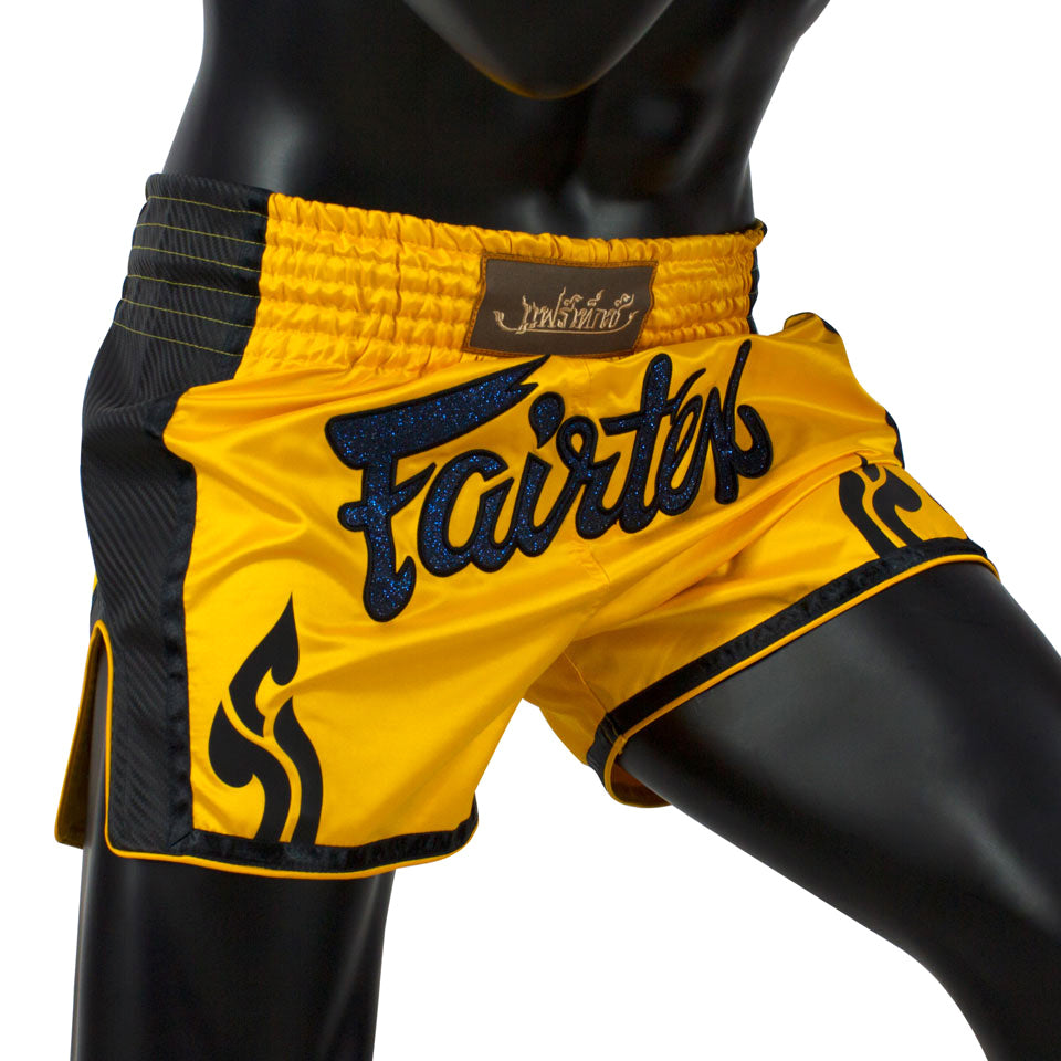 BS1701 Fairtex Yellow Slim Cut Muay Thai Shorts