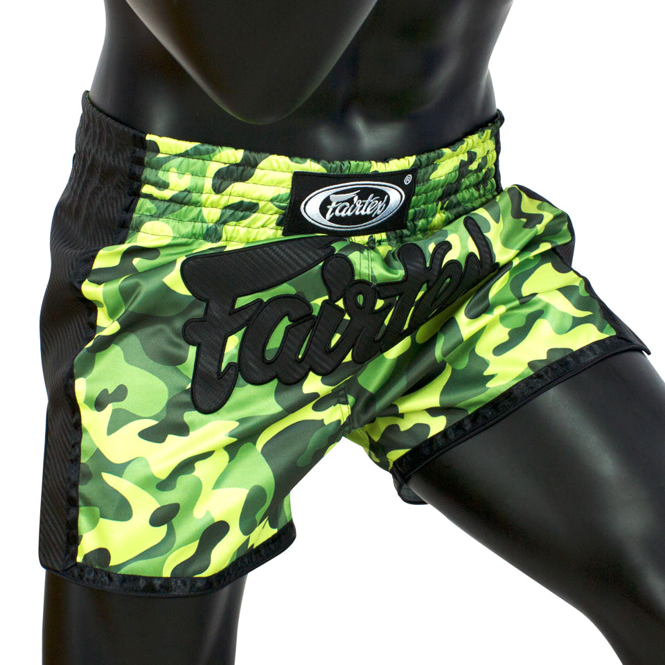 BS1710 Fairtex Green Camo Slim Cut Muay Thai Shorts