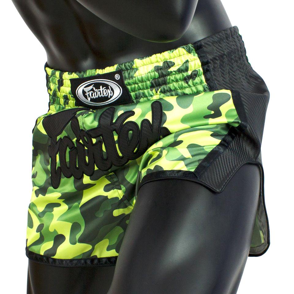 BS1710 Fairtex Green Camo Slim Cut Muay Thai Shorts