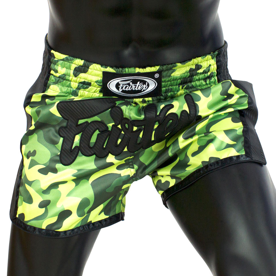 BS1710 Fairtex Green Camo Slim Cut Muay Thai Shorts