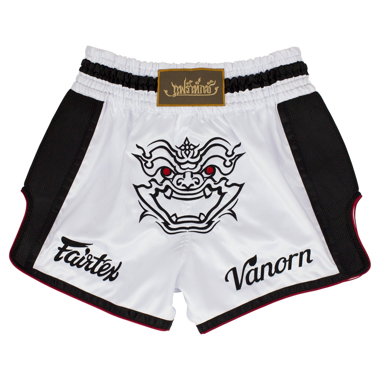 Fairtex Slim Fit Muaythai Shorts Vanorn with logo, lightweight fabric, and athletic design for martial arts training and competition.