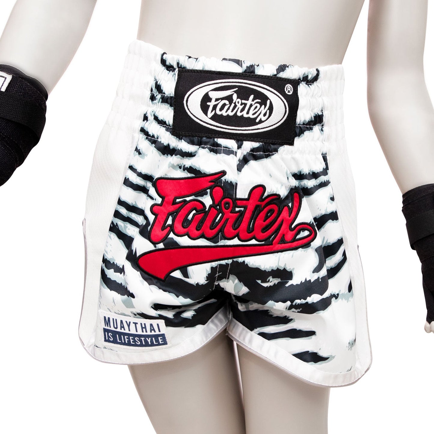 Fairtex Kids Muay Thai Boxing Shorts White Tiger