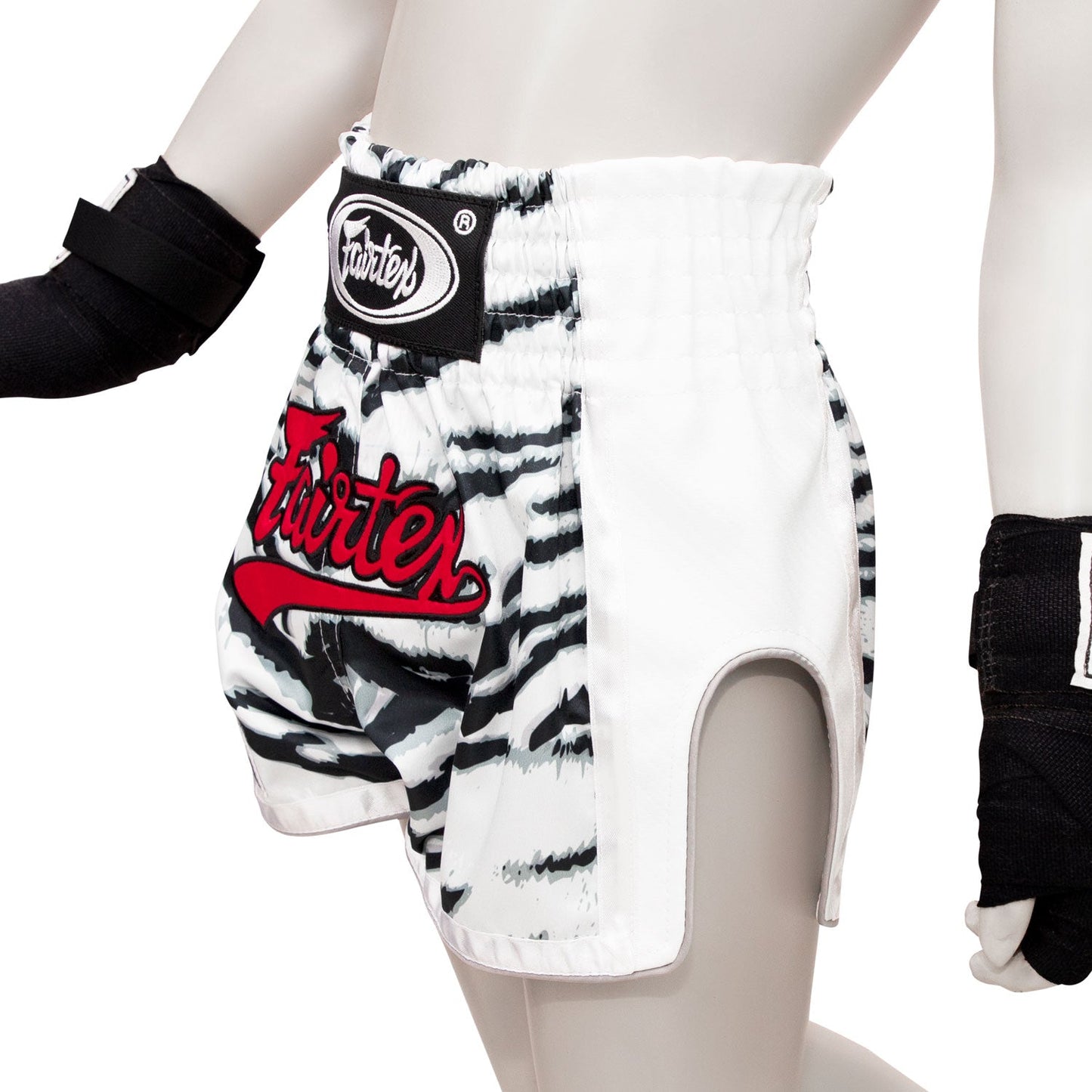 Fairtex Kids Muay Thai Boxing Shorts White Tiger