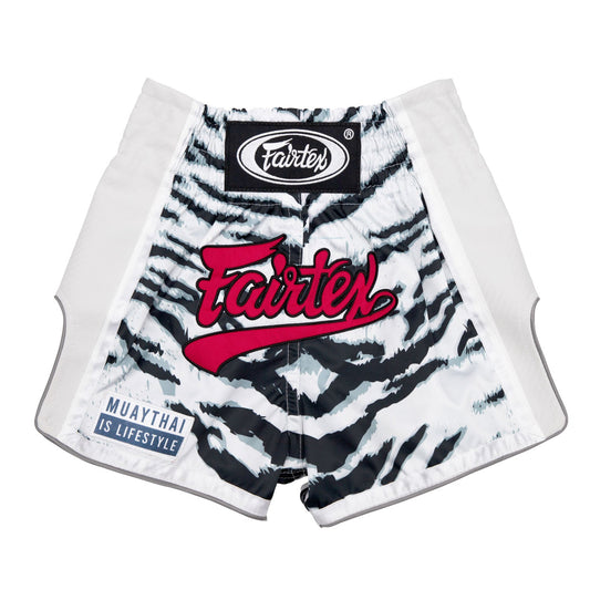 Fairtex Kids Muay Thai Boxing Shorts White Tiger