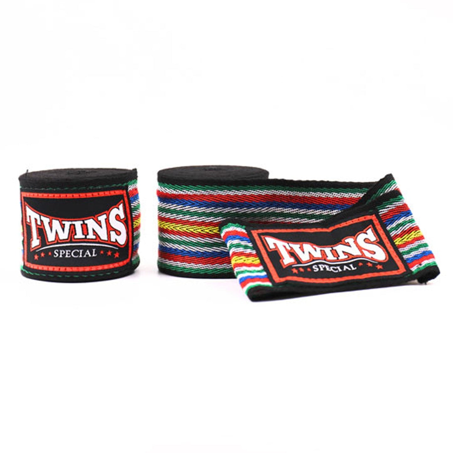 Twins Muay Thai Boxing 5m Cotton Handwraps Black Striped