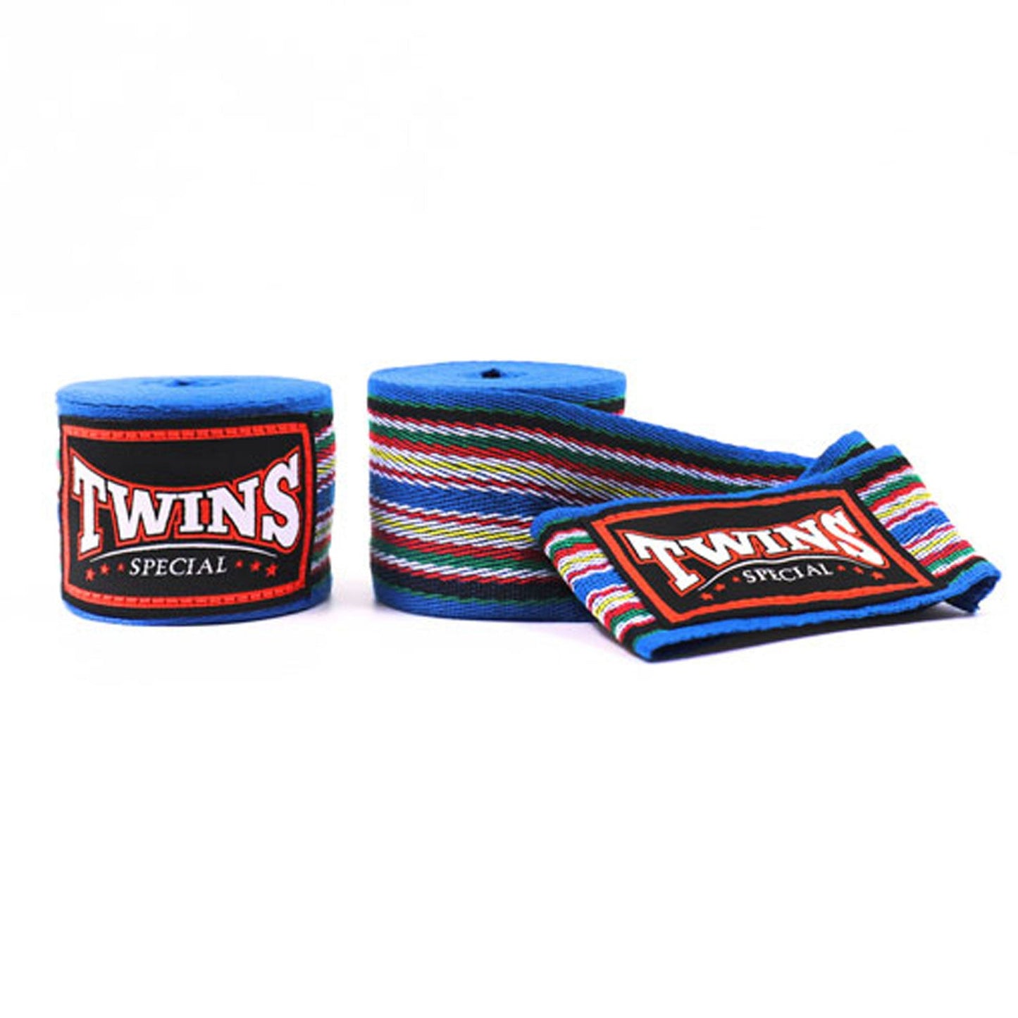 Twins Muay Thai Boxing 5m Cotton Handwraps Blue Striped