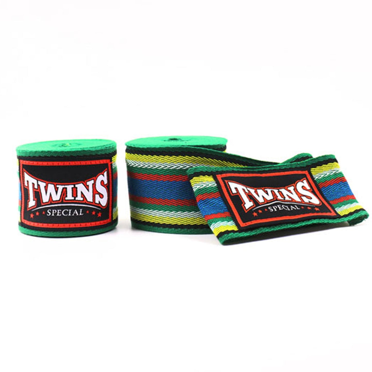 Twins Muay Thai Boxing 5m Cotton Handwraps Green Striped