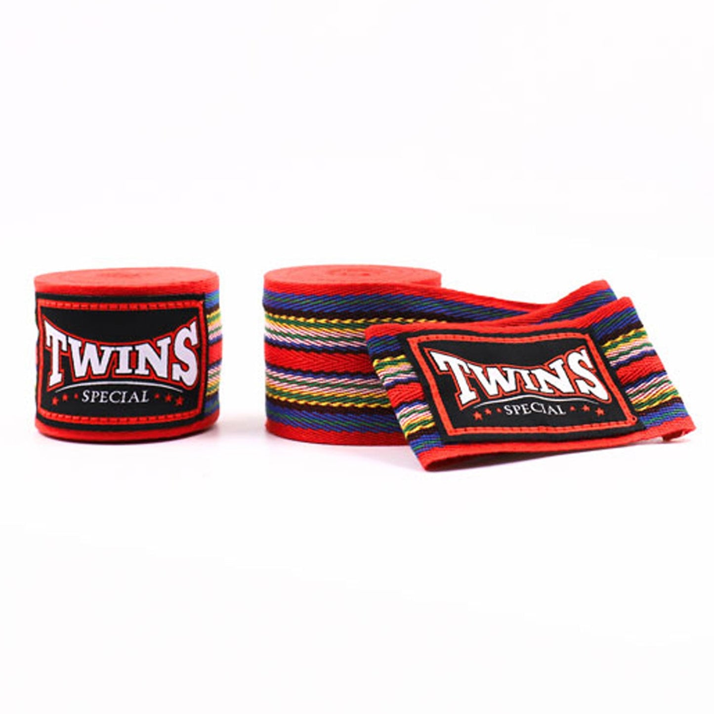 Twins Muay Thai Boxing 5m Cotton Handwraps Red Striped