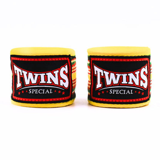 Twins 5m Muay Thai Boxing Cotton Handwraps Yellow Striped