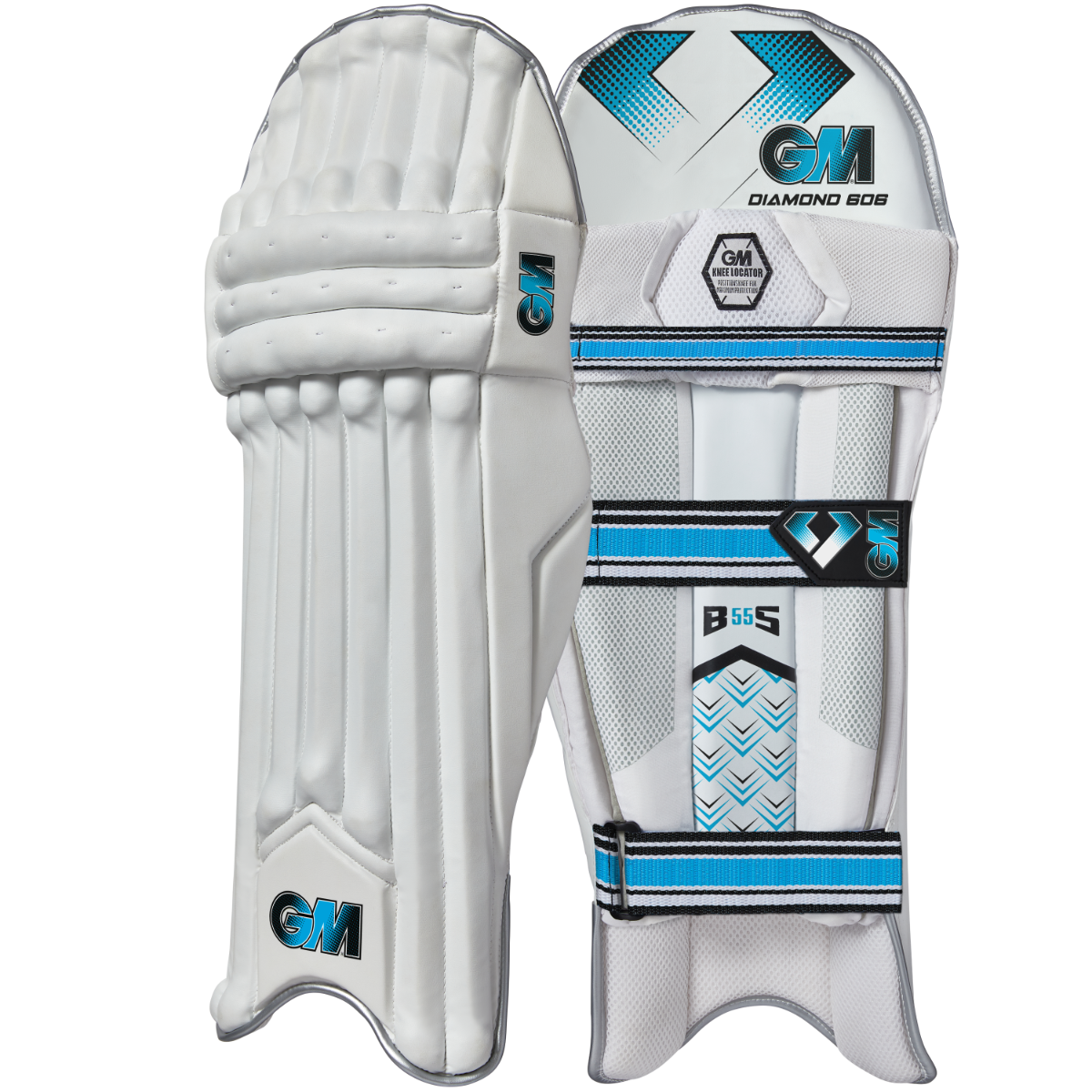 Gunn & Moore GM Cricket 606 batting pads, protective cricket gear with padded leg guards for batting safety.