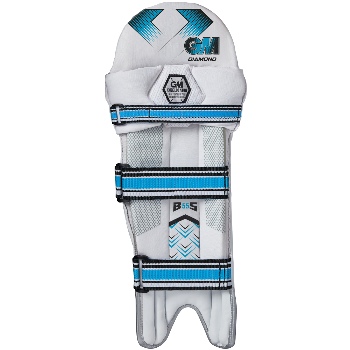 Gunn & Moore CRICKETGM batting pads with padded back support and leg guards for cricket players.