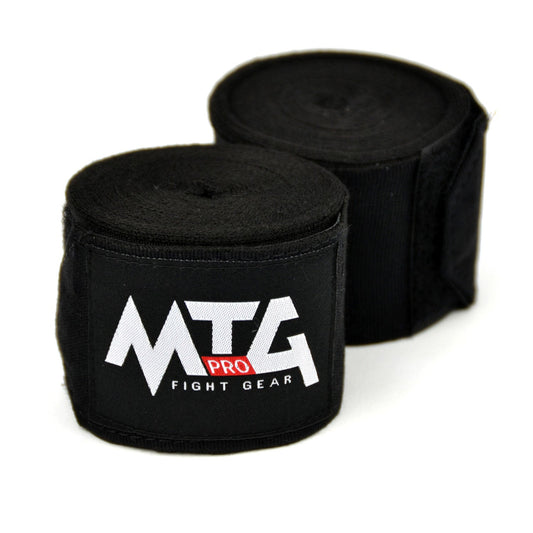 MTG Pro Muay Thai Boxing 5m Elasticated Handwraps Black